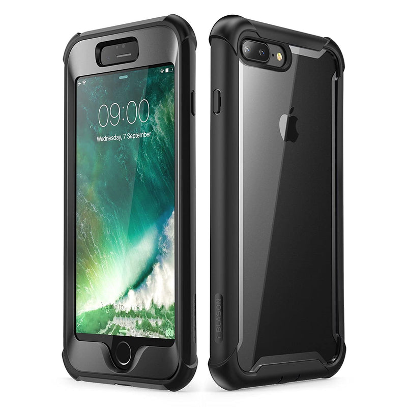 I Blason Case For Iphone 8 Plus Iphone 7 Plus Ares Full Body Rugged Clear Bumper Case With Built In Screen Protector Black 1