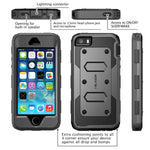 I Blason Armorbox Case Designed For Iphone 5 5S Se Built In Screen Protector Full Body Heavy Duty Protection Holster Bumper Case For Apple Iphone Se Iphone 5S 5 Black