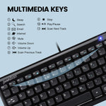 Perixx Periboard 407 Wired Mini Usb Keyboard With 11 Hot Keys Piano Black