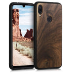 kwmobile Wooden Cover Compatible with Xiaomi Redmi Note 7 / Note 7 Pro - Hard Case with TPU Bumper - Dark Brown