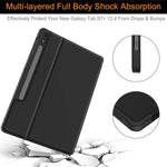 Samsung Tab S7 Plus 12 4 Case 2020 Sm T970 T975 T976 T978 With S Pen Holder Premium Shock Proof Stand Folio Case Hard Pc Back Cover For Samsung Galaxy Tab S7 Plus 12 4 Inch Tablet Black