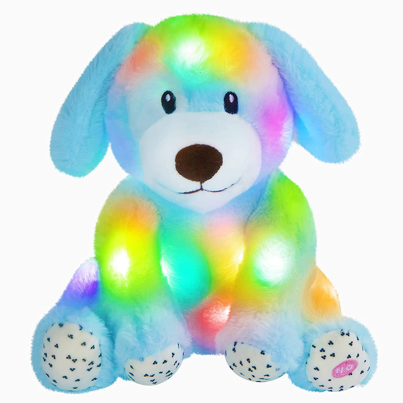 Light Up Puppy Stuffed Animal Dog Floppy Led Plush Toy Pup Night Lights Glow Pillow Birthday Gifts For Kids Toddler Girls Blue 9