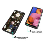 Galaxy A20S Case With Roses Design Samsung A20S Phone Case Hybrid Dual Layer Armor Protective Cover Flexible Sturdy Anti Scratch Shockproof Cute Case For Women And Girls Flowers Black