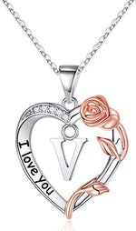 Rose Heart I Love You Necklaces Gifts For Womens
