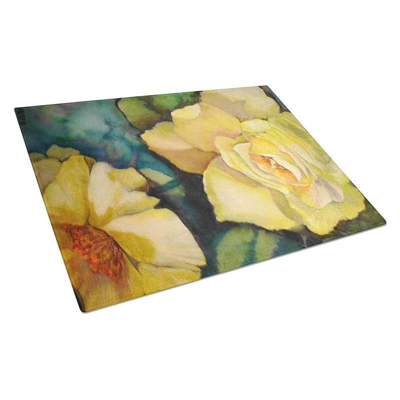 Carolines Treasures Pjc1047Lcb Yellow Roses Glass Cutting Board Large 12H X 16W Multicolor