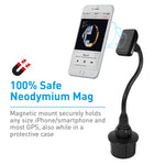 Car Cup Holder Magnetic Phone Mount With For Extra Long Neck 2 Metal Plates For Iphone 11 Max Pro Xs Max Xr X 8 Plus 7 Plus 6S 6 Plus Samsung Galaxy S10 S9 Note Most Cell Phones