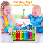 7 In 1 Hammering Pounding Toys Wooden Montessori Educational Fishing Game Xylophone Toy For 1 2 3 Year Old Baby Sensory Developmental Toy Fine Motor Skill Preschool Toddler Activities Age 1 2 2 4 Gift