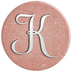White Letter K On Golden Pink Color Effect Grip And Stand For Phones And Tablets