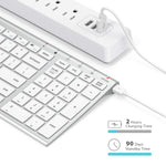 Iclever Wireless Keyboard Gka22S Rechargeable White Keyboard With Number Pad Full Size Stainless Steel Keyboard Wireless 2 4G Stable Connection Wireless Keyboard For Mac Os And Windows Silver