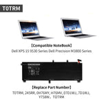 T0Trm Laptop Battery Compatible With Dell Xps 15 9530 Precision M3800 Series Notebook 0H76My H76Mv 07D1Wj 7D1Wj 245Rr Y758W 11 1V 61Wh 6Cells T0Trm