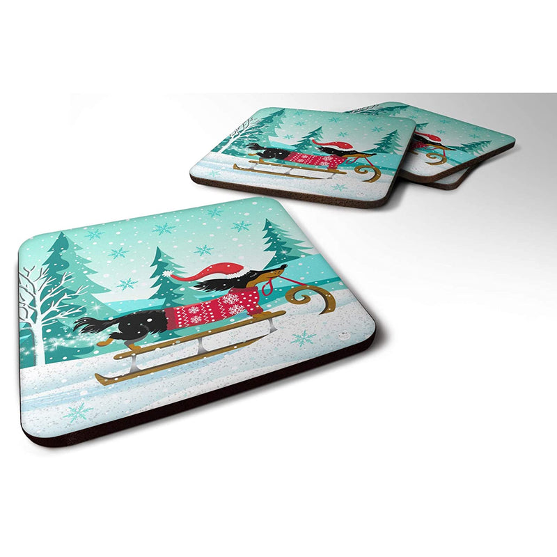Carolines Treasures Merry Christmas Dachshund Foam Coaster Set Of 4 3 5X3 5 Multicolor