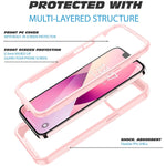 Pakoyi Designed For Iphone 13 Case Full Body Bumper Case With Built In Anti Scratch Screen Protector Slim Clear Shockproof Dustproof Lightweight Cover Case For Iphone 13 6 1 Inch Pink