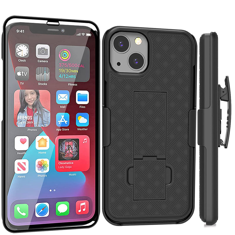 Ailiber Compatible With Iphone 13 Case Iphone 13 Case Holster With Screen Protector Swivel Belt Clip Kickstand Holder Slim Shockproof Shell Slide Pouch Phone Cover For Iphone 13 6 1 Inch Black