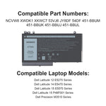 Nggx5 Laptop Battery For Dell Latitude 12 E5270 14 E5470 15 E5570 Precision M3510 P48F001 Series Notebook Replacement Jy8D6 0Jy8D6 954Df W9Fnj Rdrh9 Jy8Df 451 Bbum 451 Bbuj 11 4V 47Wh