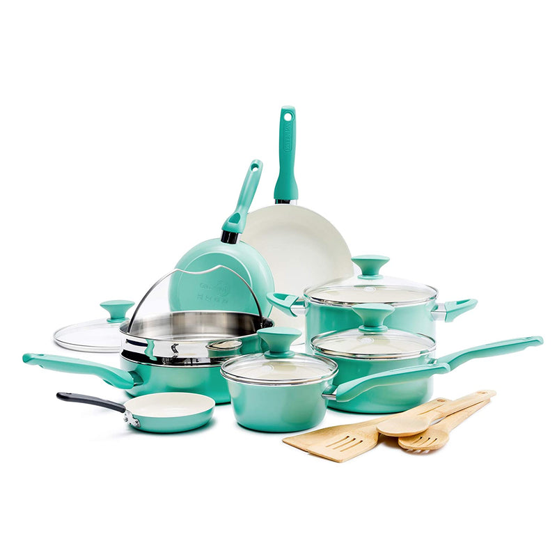 Rio Healthy Ceramic Nonstick Cookware Pots and Pans 16 Pieces Set