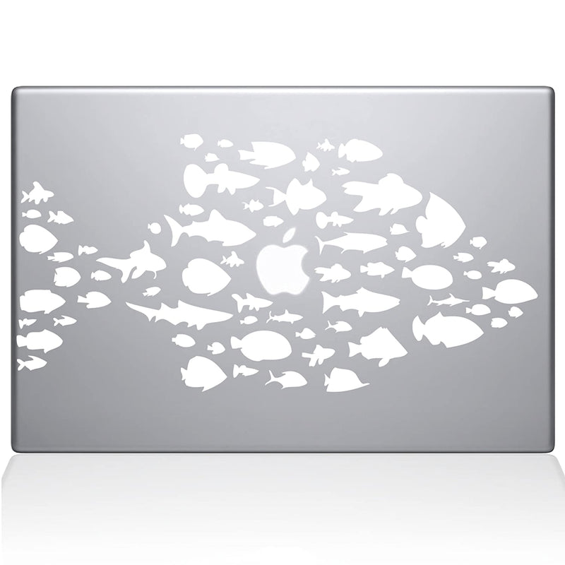 The Decal Guru 0146 Mac 15P W Swim With The Fishes Decal Vinyl Sticker 15 Macbook Pro 2015 And Older White