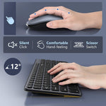 Wireless Keyboard And Mouse Seenda 2 4G Ultra Slim Full Size Keyboard And Mouse Combo With Usb Receiver Quiet Ergonomic Keyboard Mouse Set For Laptop Desktop Pc Windows Black Gray