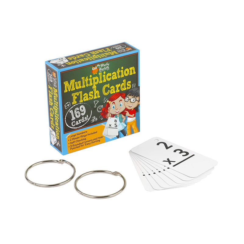 Multiplication Flash Cards Back To School Math Help Includes 2 Binder Rings 169 Cards
