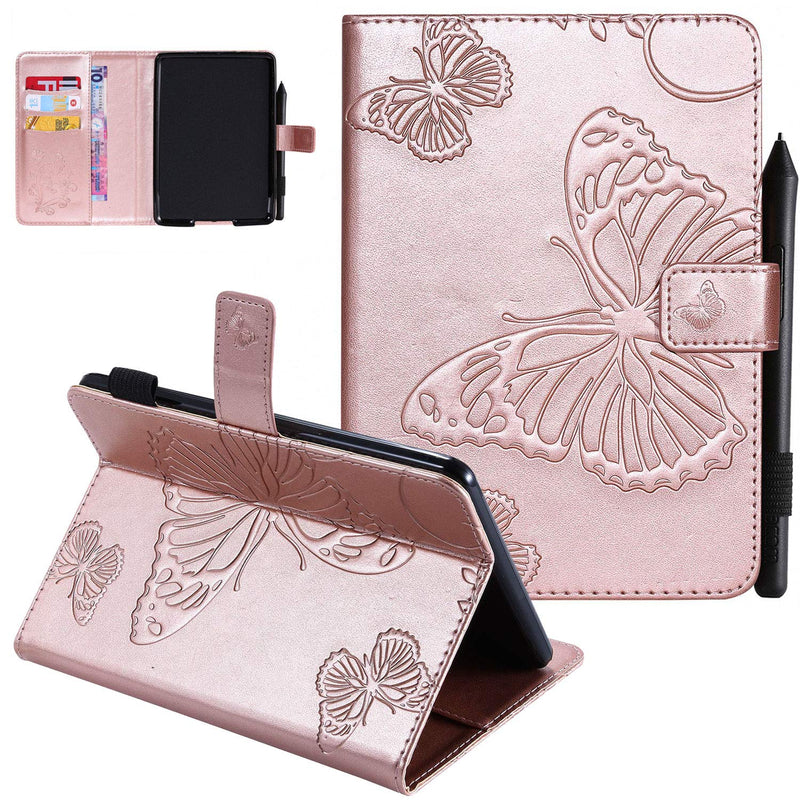 Cover For Kindle Paperwhite 10Th 7Th 6Th 5Th Generation Protective Pu Leather Stand Embossed Pattern Case Card Slots For Kindle E Reader Fits 2012 2013 2015 2016 2018 Versions Rose Gold