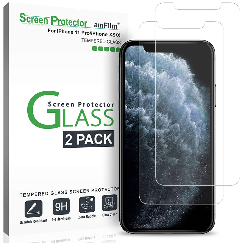 Amfilm Glass Screen Protector For Iphone 11 Pro Xs X 2 Pack Tempered Glass