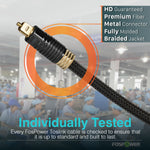 Fospower 25 Feet 24K Gold Plated Cl3 Rated Toslink Digital Optical Audio Cable S Pdif Zero Rfi Emi Interference Metal Connectors Ultra Durable Nylon Braided Jacket