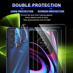 [2+2 Pack] Tempered Glass Screen Protector and Camera Lens Protector for Motorola Moto Edge