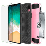 Iphone X Case Slot Series Slim Fit Universal Armor Cover W Integrated Anti Shock System Credit Card Slot Tempered Glass Screen Protector For Apple Iphone 10 Pink