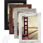 Beautiful Gift Of Picture Frame Distressed Farmhouse Wood Pattern Set Of 4 With Tempered Glass