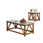 Furniture Of America Nalli 2 Piece Industrial Iron Top Accent Table Set Natural