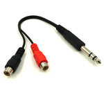 Poyiccot 6 35Mm 1 4 Inch Trs Stereo Jack Male To 2 Rca Female Plug Y Splitter Adapter Cable 20Cm 8Inch 635M 2Rcafm