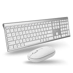 Rechargeable Wireless Keyboard And Mouse Combo For Pc Slim Keyboard With 110 Keys And Aluminum Finish And White Quiet Click Mouse Sophisticated 2 4Ghz Wireless Keyboard Mouse Combo