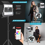 Neewer 660 Rgb Led Video Light With App Control Photography Video Lighting Kit With Stands And Bag 2 Pack Dimmable Led Panel Light With Cri95 3200Ka 5600K 0A 360A Full Color 9 Applicable Scenes