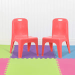 Flash Furniture 2 Pack Red Plastic Stackable School Chair With Carrying Handle And 11 Seat Height