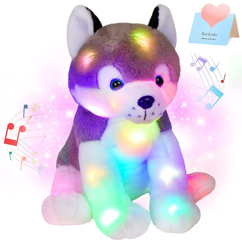Musical Light Up Husky Stuffed S Led Singing Puppy Dog Soft Toy With Night Lights Lullabies Birthday For Toddler Kids 13 Music