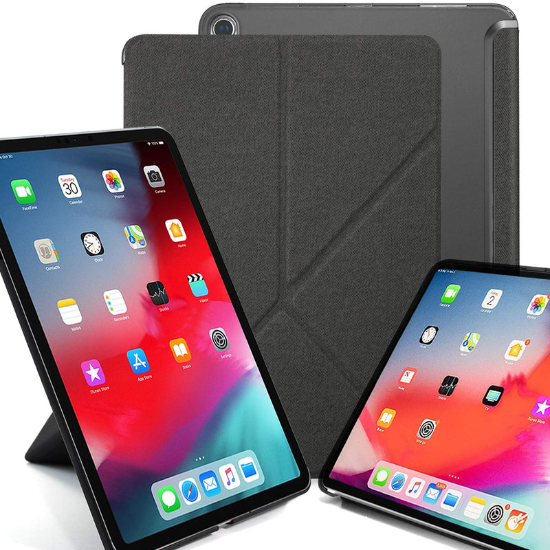 Khomo Horizontal And Vertical Display Stand Capable Cover For Ipad Pro 11 Inch Case Released 2018 Dual Origami Series See Through Back Twill Grey 1