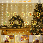 Christmas Window Ring String Lights With Ornament Toys