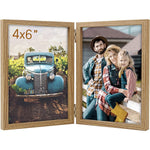 Picture Frames Double Hinged Wood Folding Photo Frames Vertical With Real Glass Front