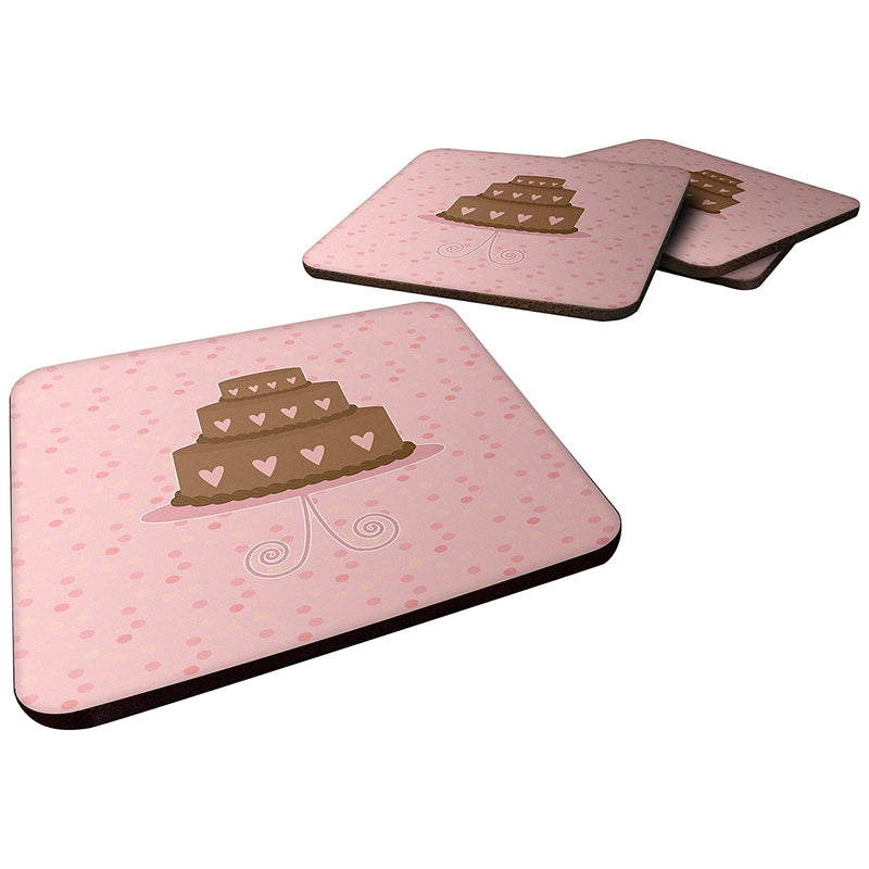Carolines Treasures Heart Cake 3 Tier Pink Decorative Coasters 3 5 Multicolor