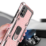 Case For Samsung Galaxy S20 Fe 5G Military Grade Protective Phone Case With Magnetic Car Mount 360 Degree Rotation Metal Finger Ring Holder Magnet Car Holder Shockproof Case Rose Gold
