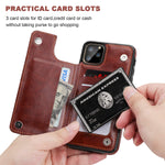Iphone 11 Pro Max Wallet Case With Card Holder Pu Leather Kickstand Card Slots Case Double Magnetic Clasp And Durable Shockproof Cover For Iphone 11 Pro Max 6 5 Inchbrown