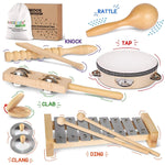 Toddler Musical Instruments Eco Friendly Musical Set For Kids Preschool Educational Natural Wooden Percussion Instruments Musical Toys For Boys And Girls With Storage Bag