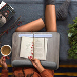 HUANUO Lap Laptop Desk - Portable Lap Desk with Pillow Cushion, Fits up to 15.6 inch Laptop, with Anti-Slip Strip & Storage Function for Home Office Students Use as Computer Laptop Stand, Book Tablet