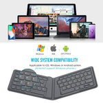 Wireless Bluetooth Keyboard Ultra Thin Foldable Rechargeable Keyboard For Iphone Ipad 9 7 Ipad Pro Fire Hd 10 Compatible With All Ios Android And Windows Tablets Smartphones Devices Gray