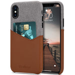 Tasikar Compatible With Iphone Xs Max Case Card Holder Slot Wallet Case Premium Leather And Fabric Design Compatible With Iphone Xs Max Brown