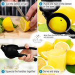 Premium Quality Metal Lemon Squeezer Citrus Juicer Manual Press For Extracting The Most Juice Possible Black