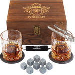 Whiskey Glass Set Of 2 Bourbon Whiskey Stones Gift Set For Men Includes Crystal Whisky Rocks Glasses Chilling Stones Slate Coasters Scotch Glasses In Wooden Box Wisky Burbon Retirement Gifts