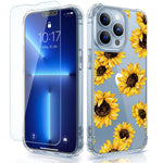 Caka Designed For Iphone 13 Pro Case With Screen Protector Sunflower Clear Flower Floral For Women Girls Soft Tpu Protective Cover Phone Case Compatible With Iphone 13 Pro 6 1 Sunflower