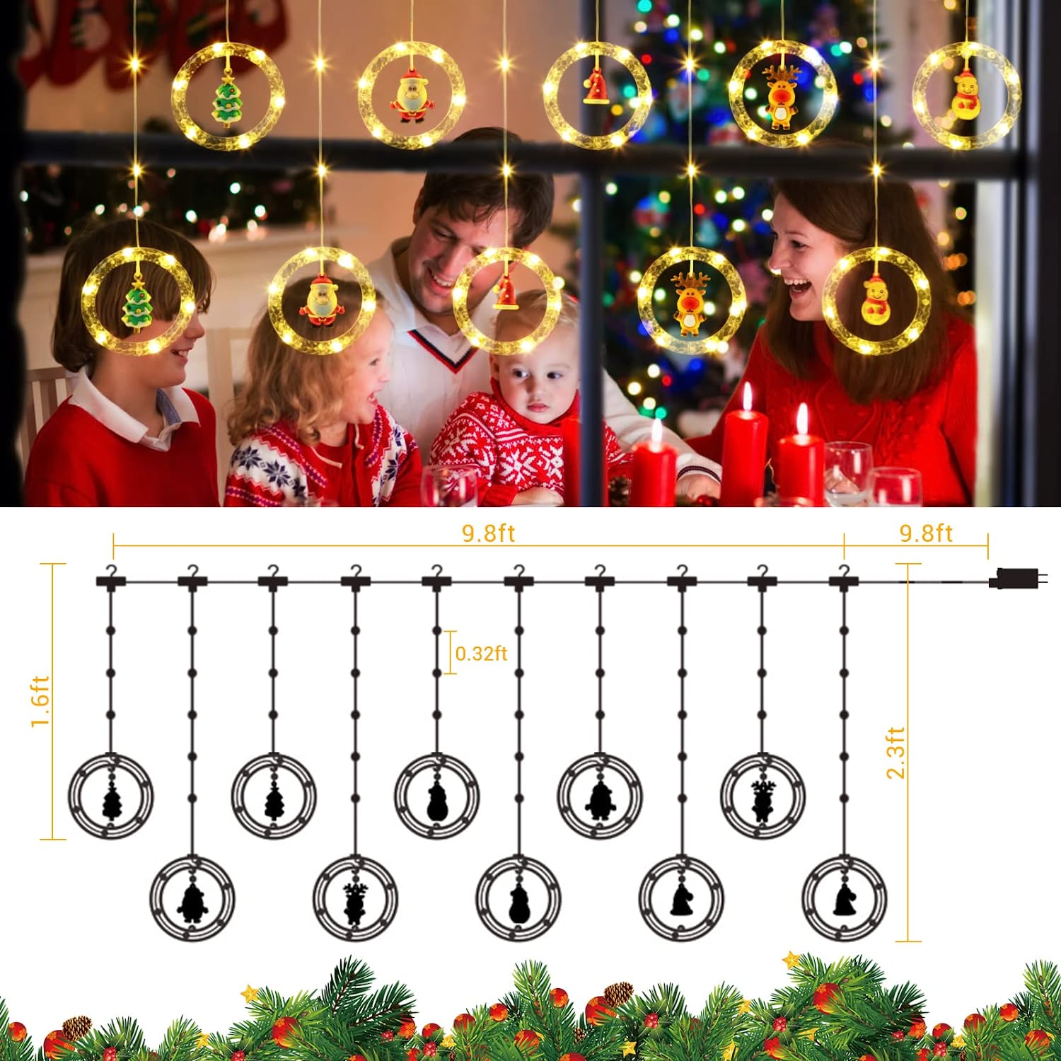Christmas Window Ring String Lights With Ornament Toys – BlessMyBucket