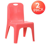 Flash Furniture 2 Pack Red Plastic Stackable School Chair With Carrying Handle And 11 Seat Height