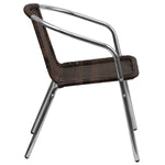 Flash Furniture 4 Pk Commercial Aluminum And Dark Brown Rattan Indoor Outdoor Restaurant Stack Chair